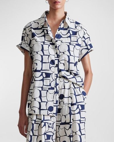 Apiece Apart Albers Printed Button-front Top - Blue