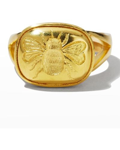 Elizabeth Locke Gold 'fat Bee' Ring With Split Shank - Metallic