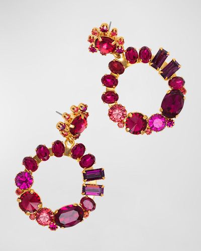 Elizabeth Cole Lylia Multi-crystal Earrings - Pink