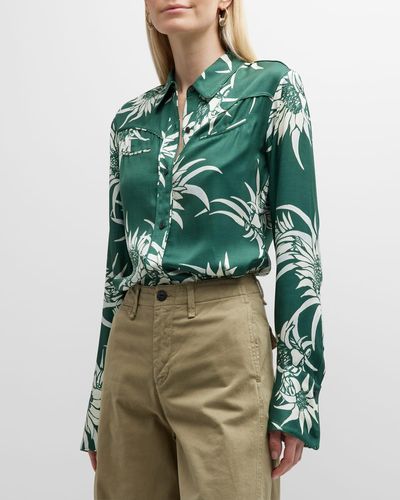 Rag & Bone Cleo Floral Button-front Shirt - Green