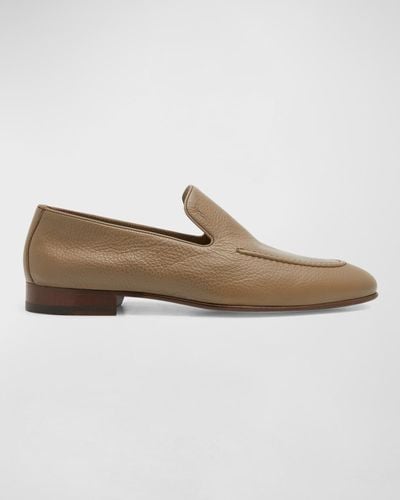 Manolo Blahnik Truro Leather Loafers - Natural