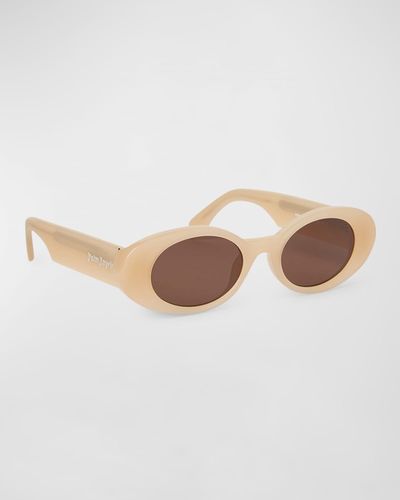 Palm Angels Gilroy Sand Acetate Oval Sunglasses - Natural