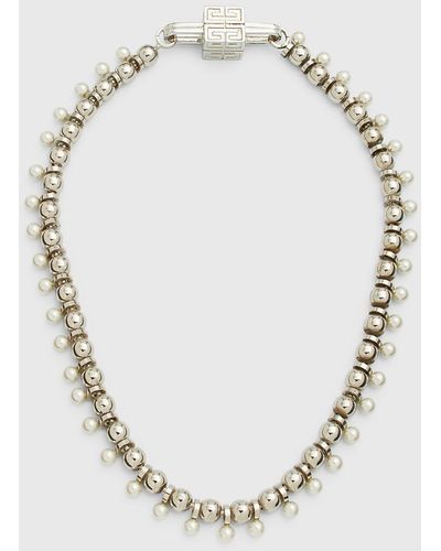 Givenchy 4g Faux Pearl Necklace - Metallic