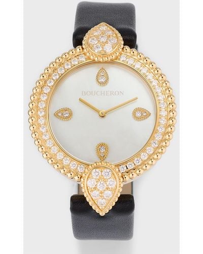 Boucheron Serpent Boheme 18k Yellow Gold Watch With Diamonds And Mother Of Pearl - Metallic