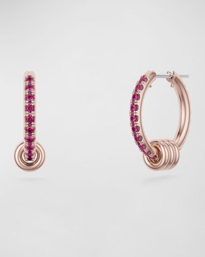 Spinelli Kilcollin Ara Sg Deux Silver & Gold Hoop Earrings With Diamonds - Pink