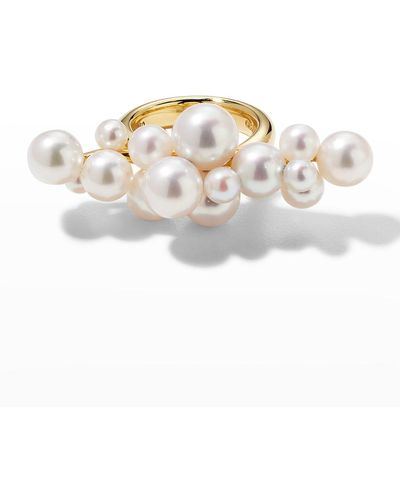 Assael Yellow Gold Japanese 4-9mm Bubble Pearl Ring - White