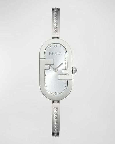 Fendi O'Lock Vertical Oval Watch With Diamonds - White