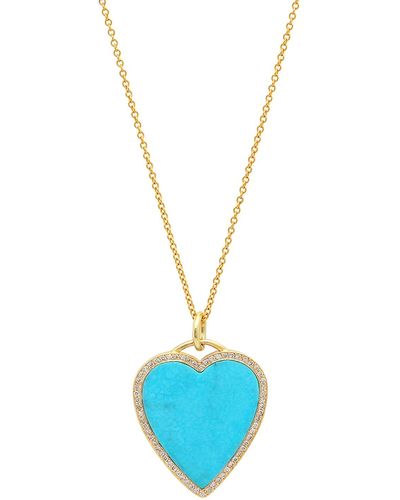 Jennifer Meyer 18k Inlay Heart Necklace With Diamonds - Blue