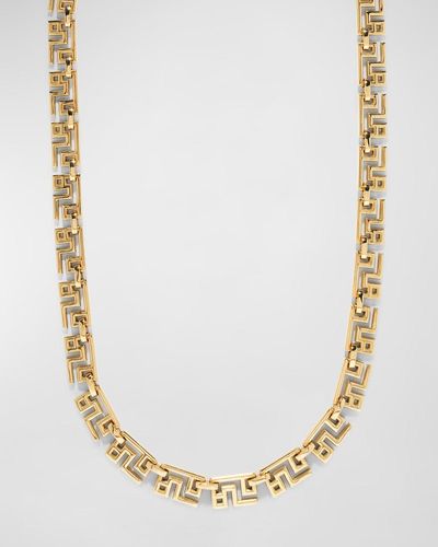 Azlee 18k Yellow Gold Greek Pattern Chain Necklace, 16"l - Metallic