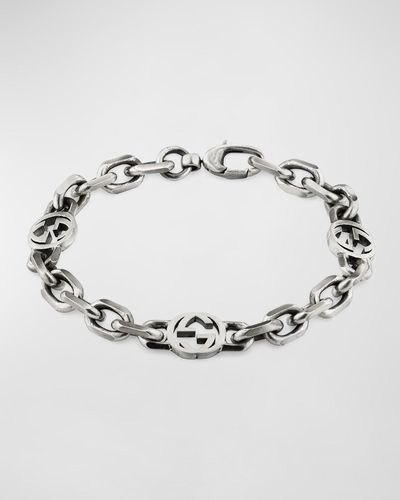 Gucci Interlocking G Chain Bracelet, 7.5"L - Metallic