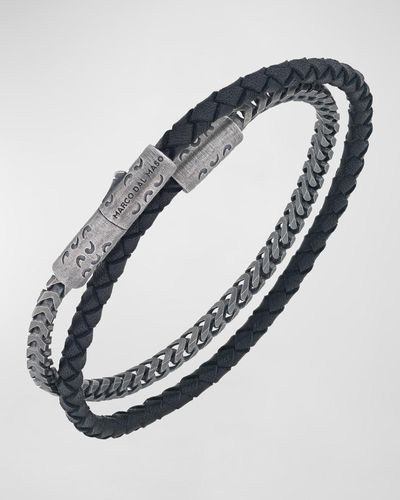 Marco Dal Maso Lash Sterling Silver Chain & Leather Double Wrap Bracelet - Metallic