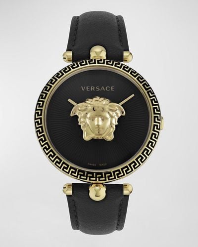 Versace 39Mm Palazzo Empire Watch With Leather Strap - Metallic