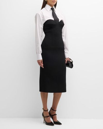 Sergio Hudson Strapless Bustier Midi Dress - Black