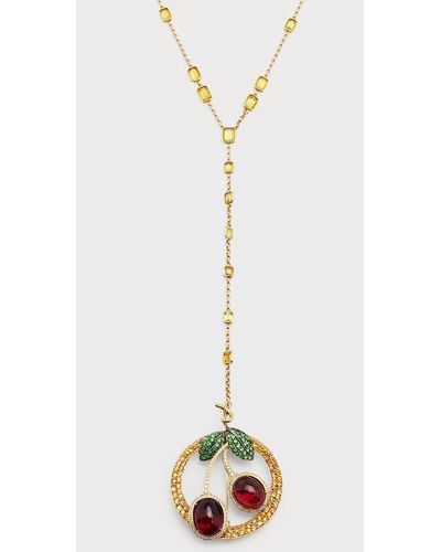 Alexander Laut 18k Yellow Gold Diamond And Multi-stone Pendant Necklace - White