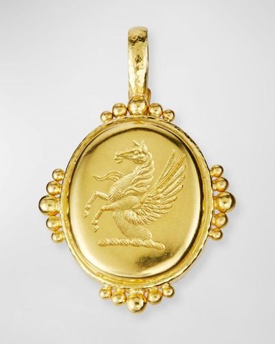 Elizabeth Locke 19k Gold Pegasus Oval Pendant - Metallic