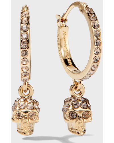 Alexander McQueen Pave Skull Hoop Drop Earrings, Gold - Metallic