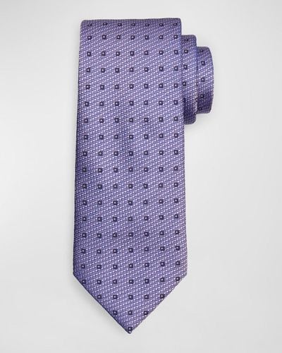 Brioni Silk Jacquard Micro-Box Tie - Purple