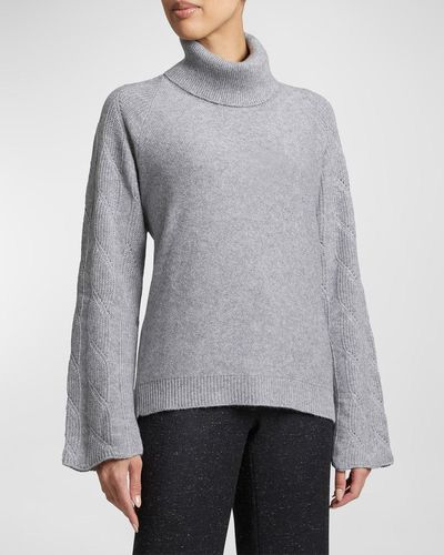 Santorelli Dana Raglan-sleeve Turtleneck Sweater - Gray