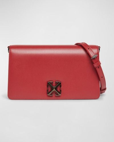 Off-White c/o Virgil Abloh Jitney 1.7 Flap Leather Crossbody Bag - Red