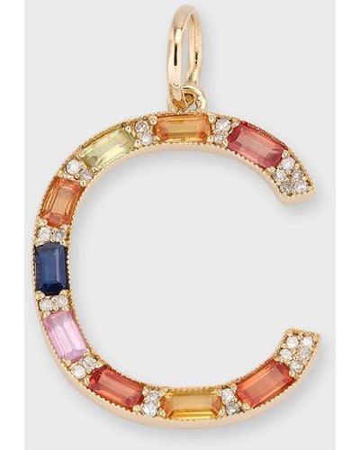 Kastel Jewelry Multi-sapphire And Diamond Initial Pendant, C - Multicolor