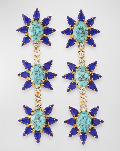 Elizabeth Cole Steora Linear Crystal Earrings - Blue