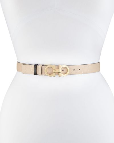 Ferragamo Gancini-buckle Reversible Leather Belt - White