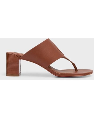 Christian Louboutin Leather Logo Sole Thong Slide Sandals - Brown