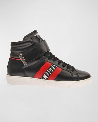 Bikkembergs Logo High-Top Leather Sneakers - Multicolor