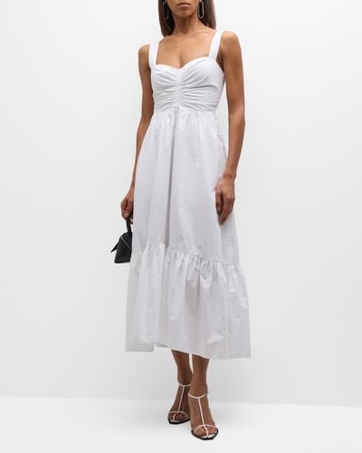 A.L.C. Lilah Ii Ruched Cotton A-Line Midi Dress - White