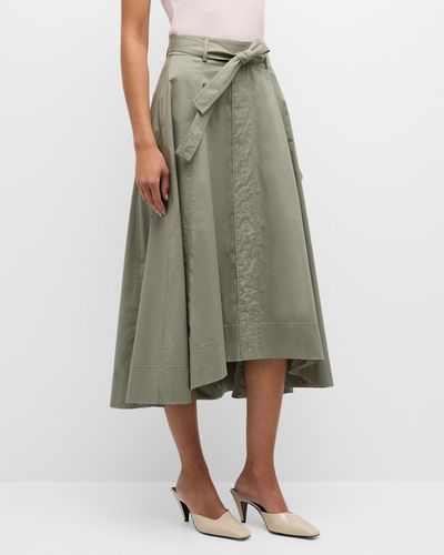 Peserico High-Low Belted A-Line Midi Skirt - Green