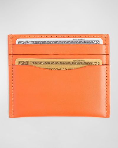 ROYCE New York Personalized Leather Rfid-blocking Minimalist Card Case - Orange