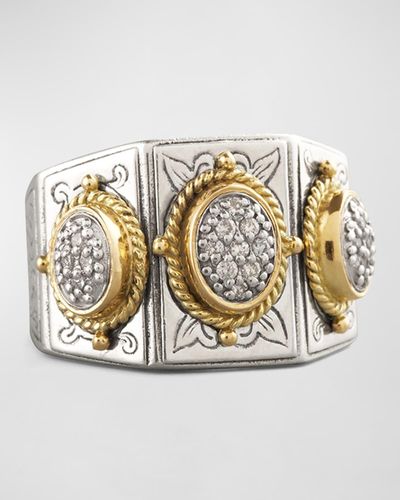 Konstantino Three-stone Pave Ring - Metallic