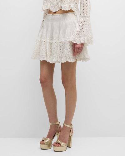 LoveShackFancy Moira Embroidered Cotton Mini Skirt - White