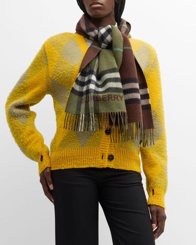Burberry Giant Check Cashmere Scarf - Yellow