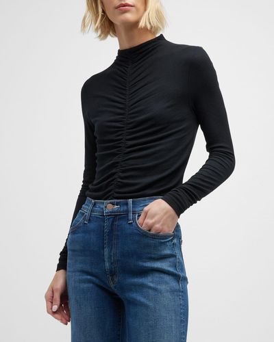 Veronica Beard Theresa Knit Ruched Turtleneck - Blue
