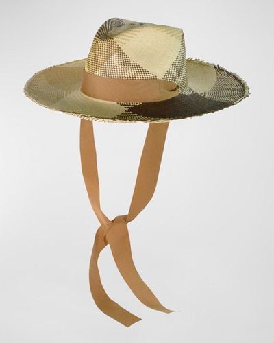 Sensi Studio Hojas Large-Brim Straw Hat With Straps - Multicolor
