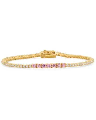 Jennifer Meyer Yellow Gold 4-prong Diamond And Pink Sapphire Tennis Bracelet - White