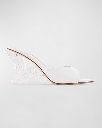 Sophia Webster Paloma Leather Butterfly-Heel Mule Sandals - White