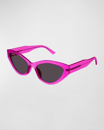 Balenciaga Logo Plastic Cat-eye Sunglasses - Pink