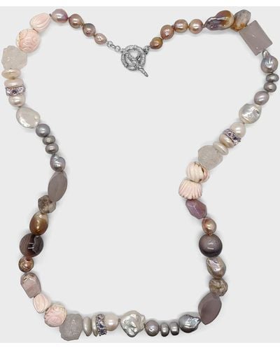 Stephen Dweck Conch Shell, Moon Quartz And Pearl Necklace, 39"L - Multicolor