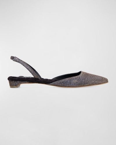 Aera Jackie Shimmer Vegan Slingback Ballerina Flats - Metallic