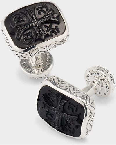 Konstantino Carved Black Onyx Cufflinks