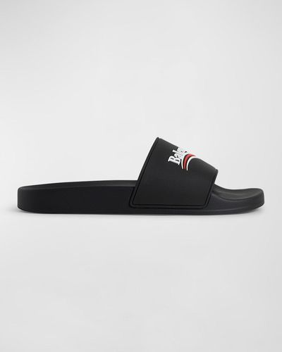 Balenciaga Pool Slide Sandals - Black