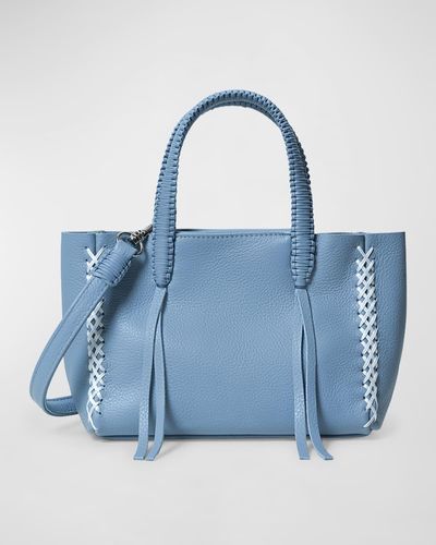 Callista Micro Grained Leather Tote Bag - Blue