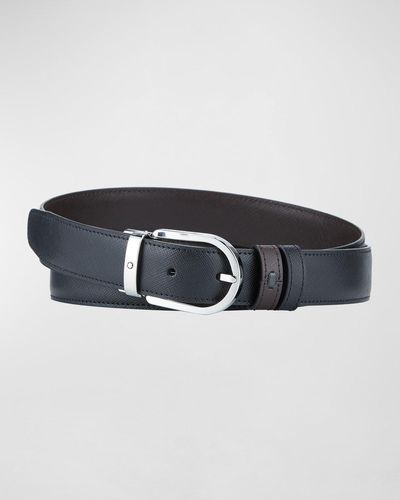 Montblanc Horseshoe-Buckle Reversible Leather Belt - Black