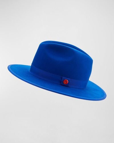 Keith James Queen-Brim Wool Fedora Hat - Blue