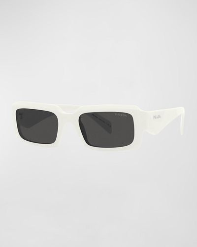 Prada Geometric Logo Acetate & Plastic Rectangle Sunglasses - Multicolor