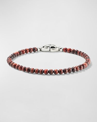 David Yurman Spiritual Beads Bracelet In Silver With Red Tigers Eye, 4mm, 5.5"l - Multicolor