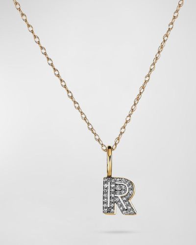 STONE AND STRAND Pave Varsity Letter Necklace - Metallic