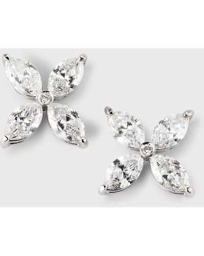 Zydo 18k White Gold In Bloom Earrings With Diamonds - Metallic